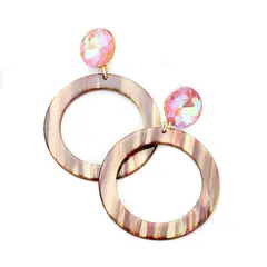 VANE COLLECTION - Aros mujer fino colgantes cristal tornasol y argolla acetato