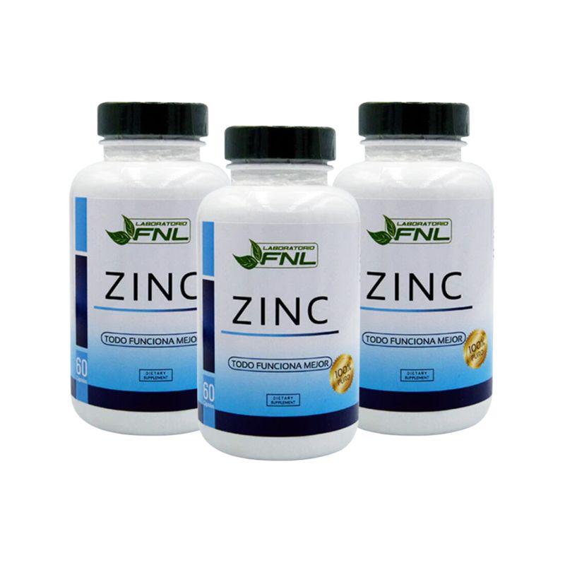 FNL - Zinc Sulfato 180 Capsulas FNL Pack 3 Frascos
