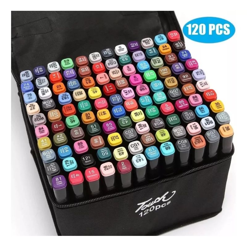 GENERICO - Set X120 Pcs Plumones Doble Punta Rotuladores Doble Pintar