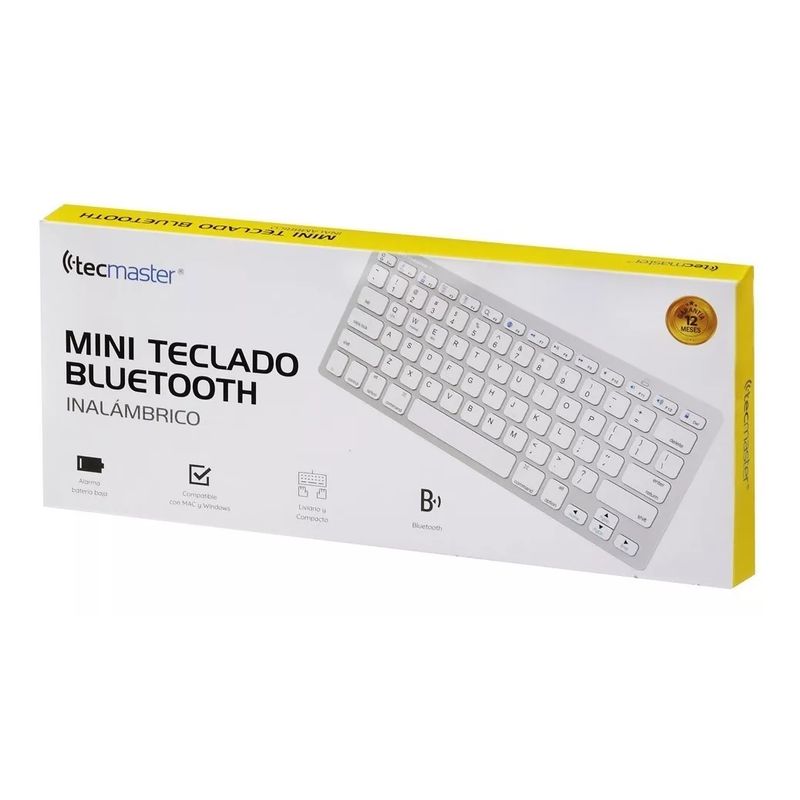 TECMASTER - Teclado Inalambrico Bluetooth Tecmaster Tm-100507 Color del teclado Blanco