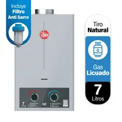 RHEEM - Calefont 7 Litros Gas Licuado Tiro Natural