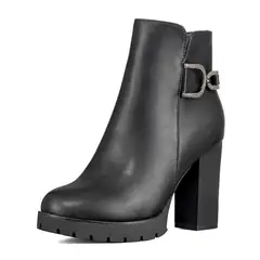 WEIDE - Botin Casual Mujer Eco Cuero Tacon Grueso Vintage ZS62