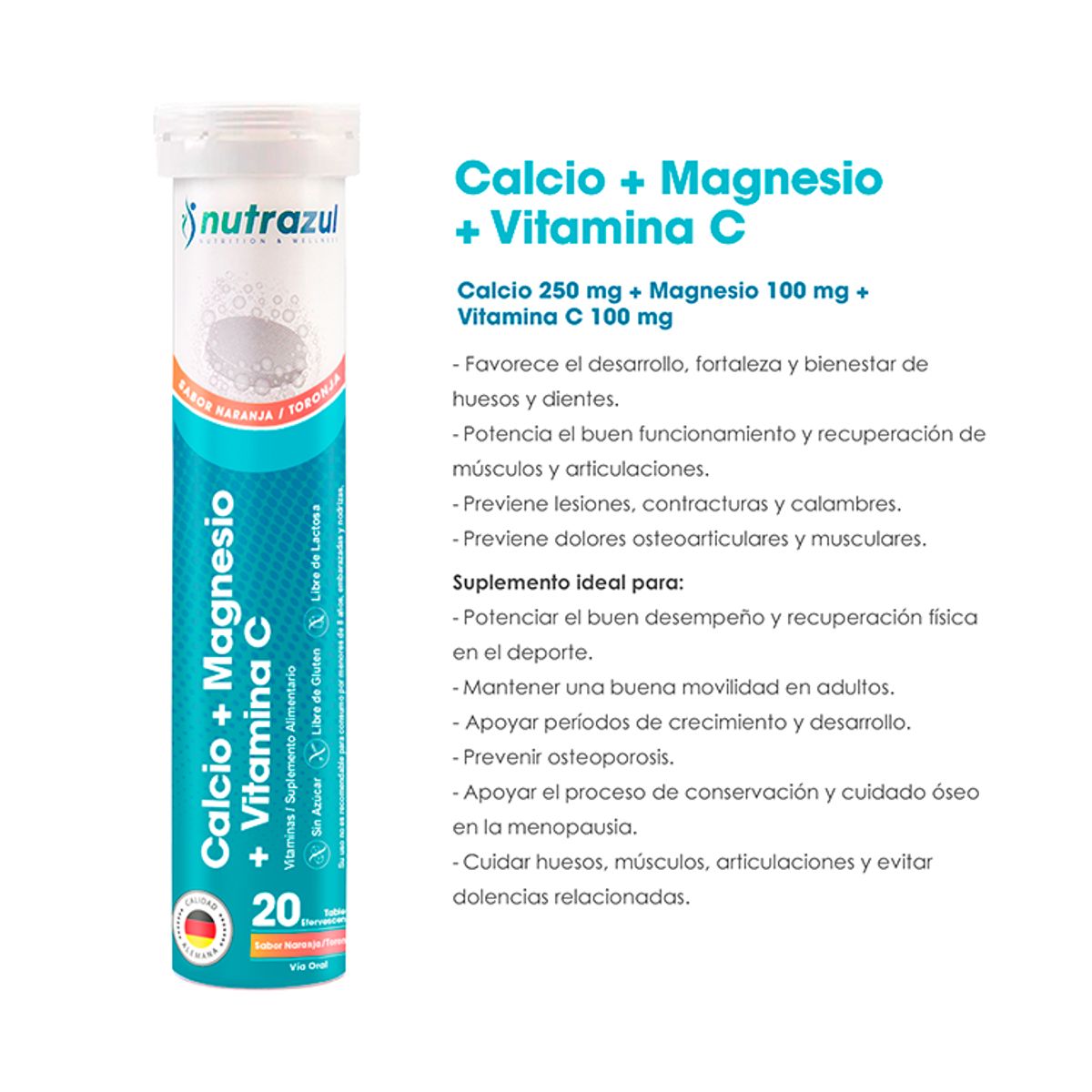 NUTRAZUL - Calcio - Magnesio (3) +  Vitamina D3 800 UI (3) - Pack 6 unidades