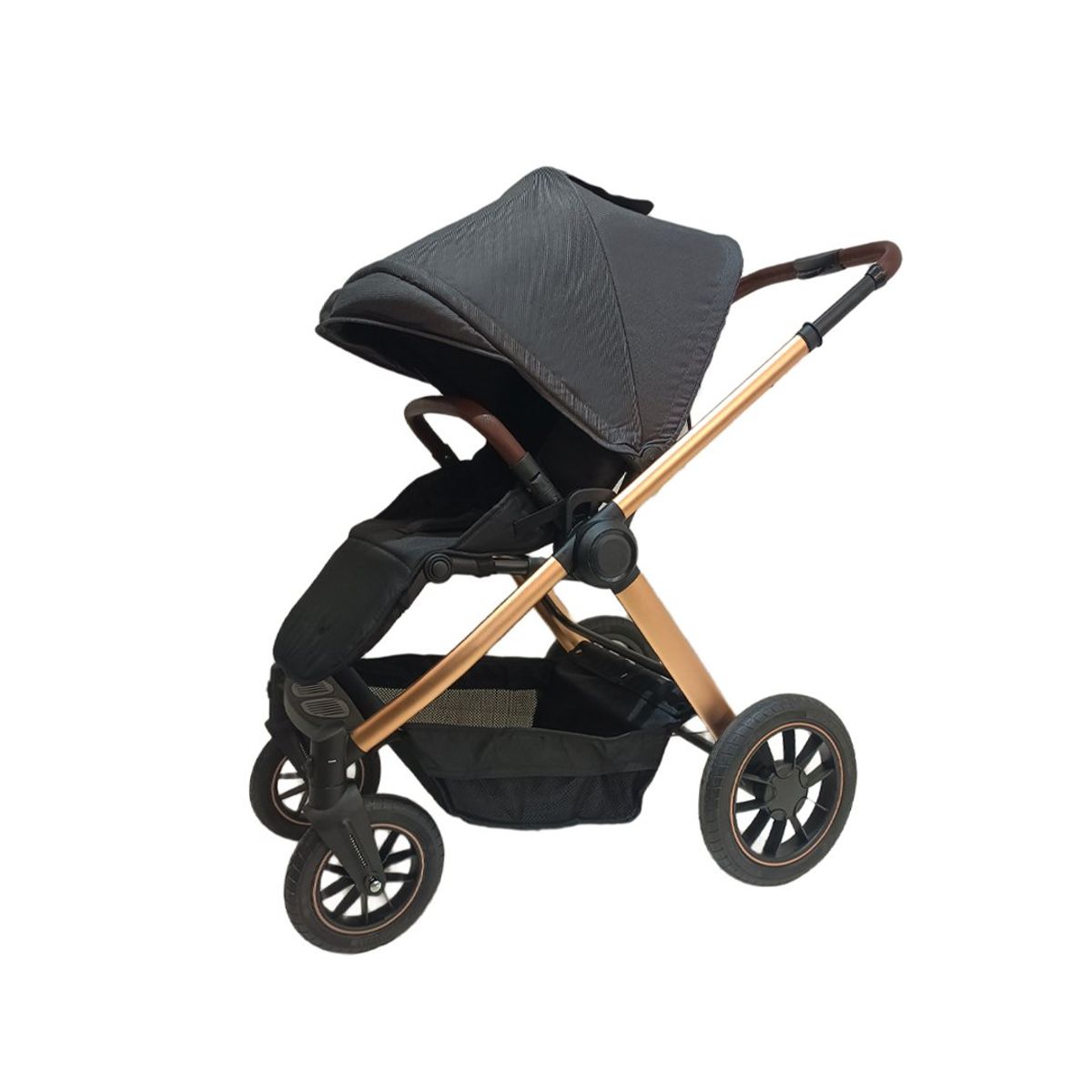 BABYMINE - Coche de bebé Asiento Reversible Gris Gold Babymine