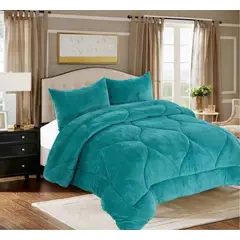 GENERICO - PLUMON TURQUESA CON CHIPORRO COBERTOR PLUSH DE INVIERNO 2 PLAZA JR