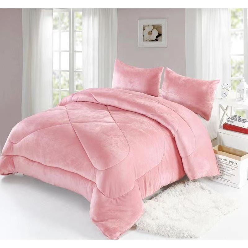 GENERICO - PLUMON ROSA CON CHIPORRO COBERTOR PLUSH DE INVIERNO 2 PLAZA JR