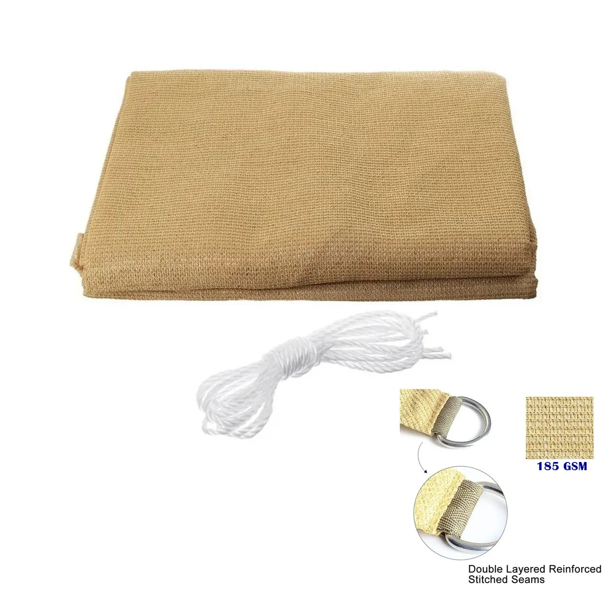 GENERICO - Lona Toldo Vela Sombra 6x5m Malla Hpde Anti Uv Rectangular