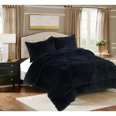 GENERICO - PLUMON KING NEGRO CON CHIPORRO COBERTOR PLUSH DE INVIERNO JR
