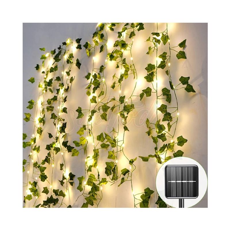 GENERICO - Guirnalda Hiedra Artificial Led Solar 18x1m Jardín Navidad