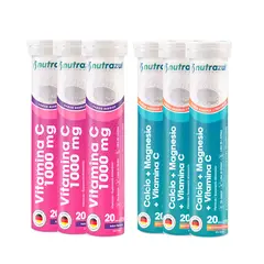 NUTRAZUL - Vitamina C 1000 MG (3) + Calcio -Magnesio (3) - Pack 6 unidades