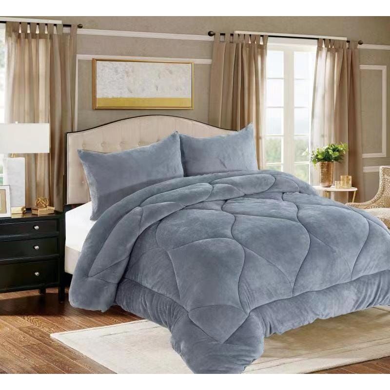 GENERICO - PLUMON 1.5 PLAZA GRIS CON CHIPORRO COBERTOR PLUSH DE INVIERNO JR