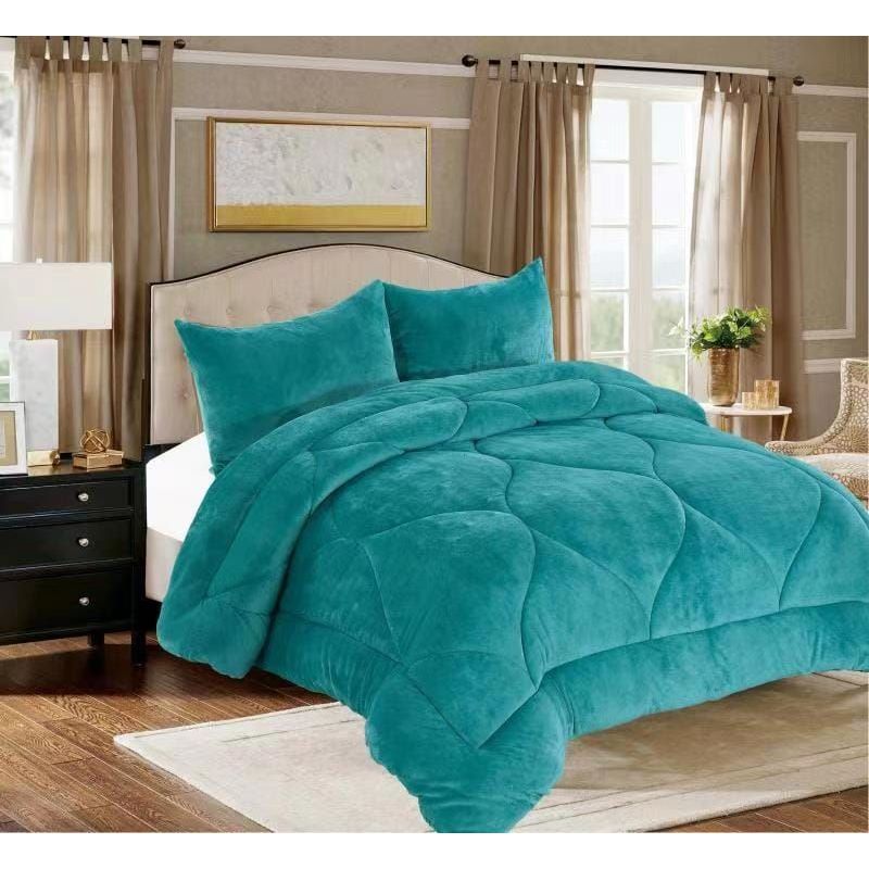 GENERICO - PLUMON 1.5 PLAZA TURQUESA CON CHIPORRO COBERTOR PLUSH DE INVIERNO JR