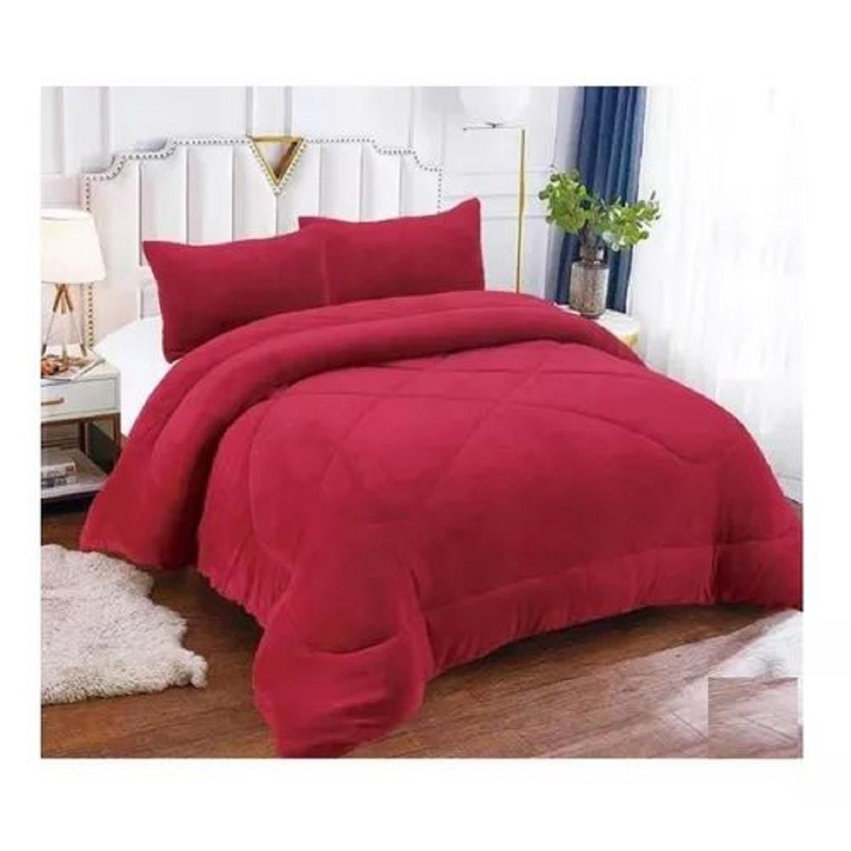 GENERICO - PLUMON 1.5 PLAZA ROJO CON CHIPORRO COBERTOR PLUSH DE INVIERNO JR
