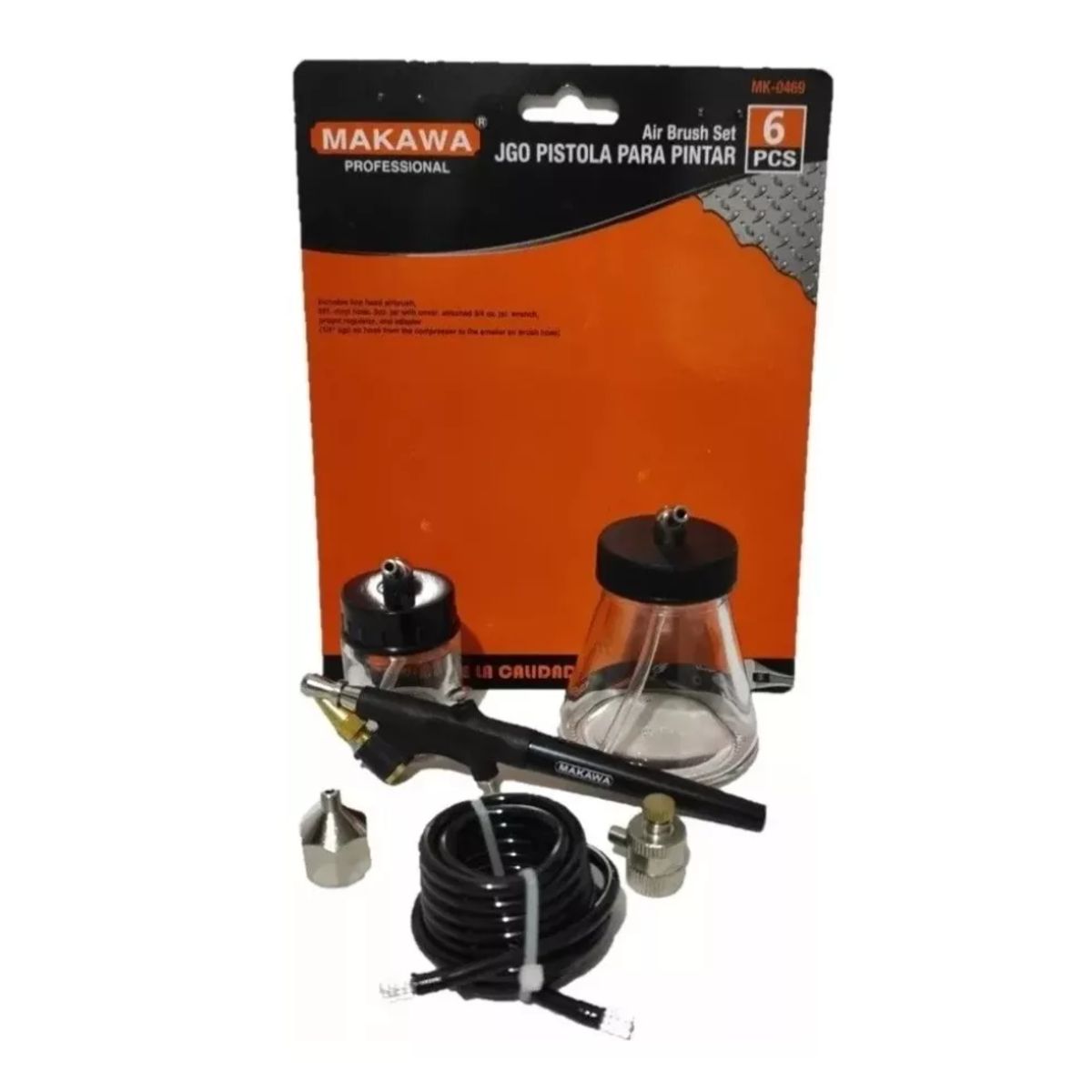 MAKAWA - Aerógrafo Profesional Manual 6 Piezas Frascos De Vidrio