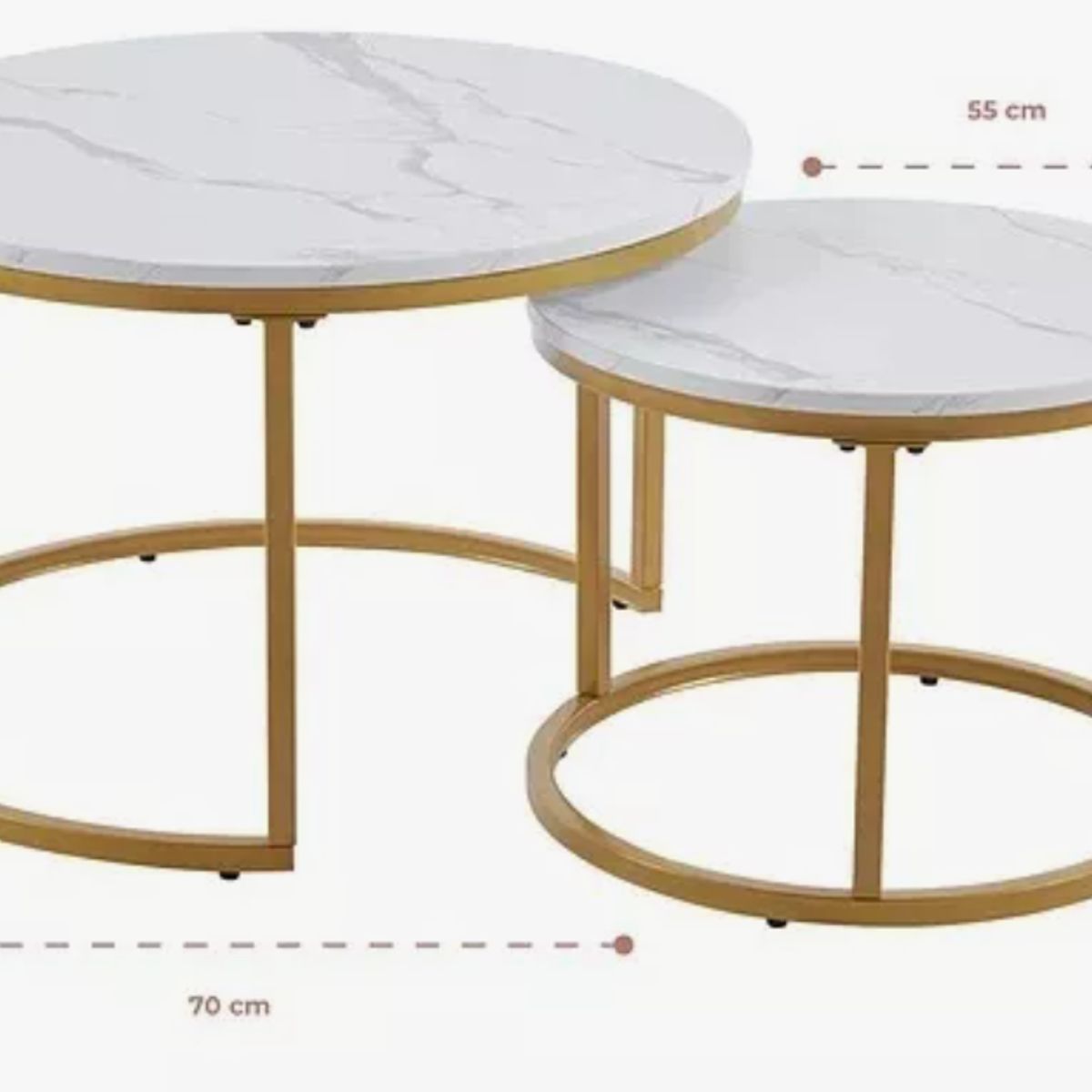 GENERICO - Juego Mesa De Centro Lateral Living Redonda Doble