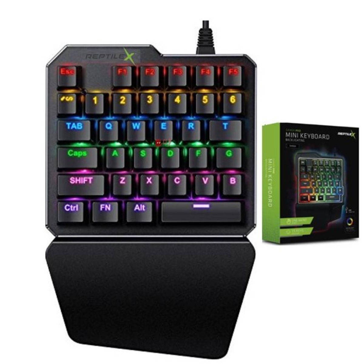 REPTILEX - TECLADO GAMER RGB DE UNA MANO 35 TECLAS REPTILEX