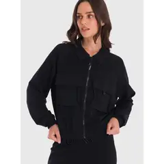 BSOUL - Polerón Mujer Modal Full Zipper Negro BSOUL.