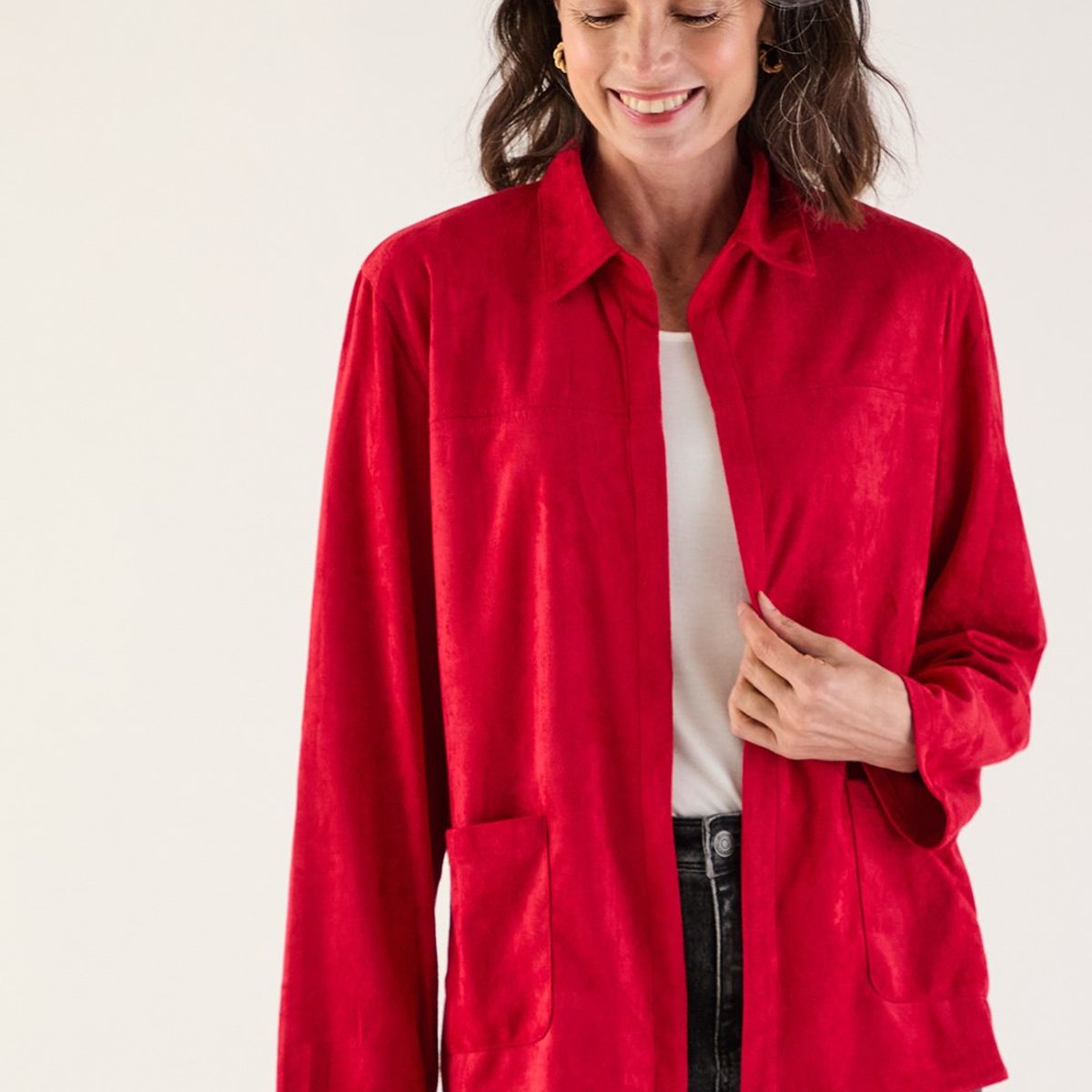 MA GRIFFE - Tapado Abierto Rojo Mujer Magriffe