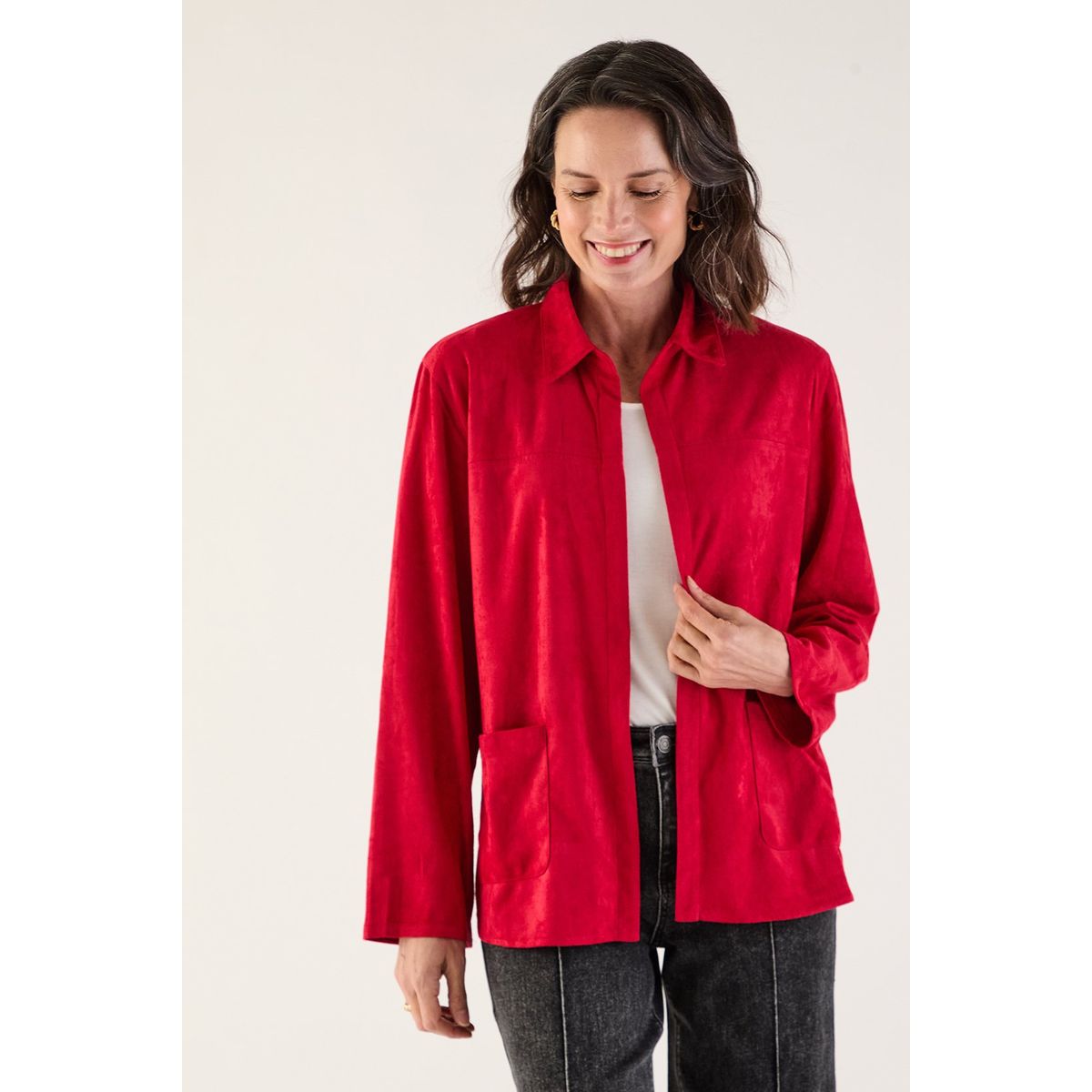 MA GRIFFE - Tapado Abierto Rojo Mujer Magriffe