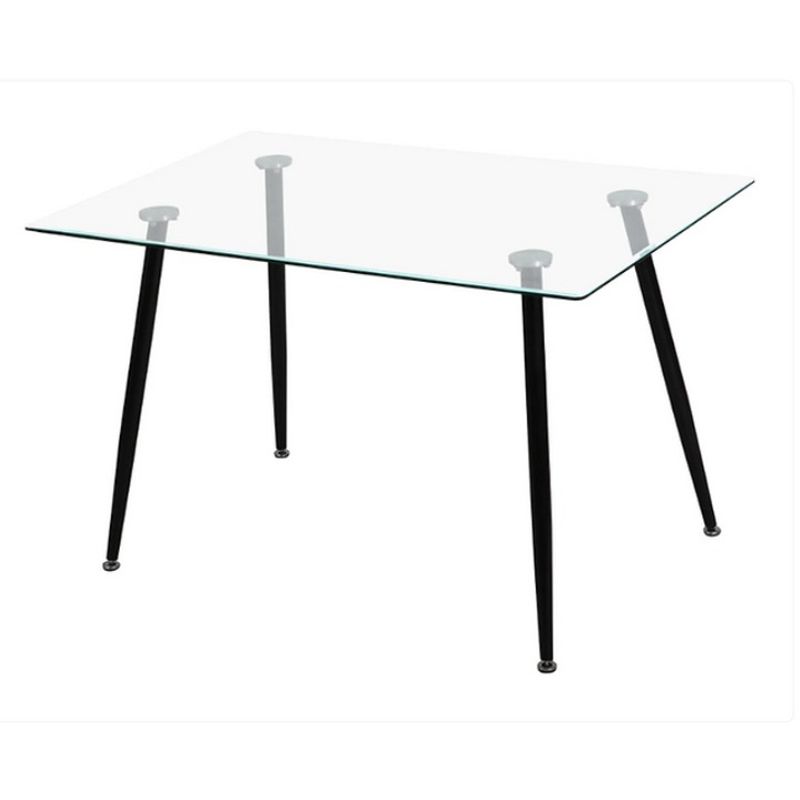 GENERICO - MESA DE VIDRIO PRINCE BLACK 130CM PATAS NEGRO