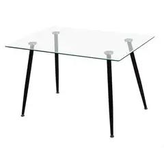 GENERICO - MESA DE VIDRIO PRINCE BLACK 130CM PATAS NEGRO