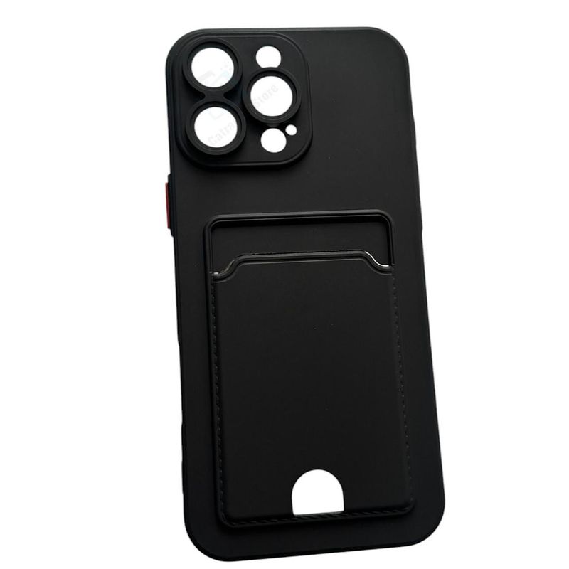 GENERICO - Carcasa De Silicona Con Tarjetero Para Iphone 16 Pro Max - Negro