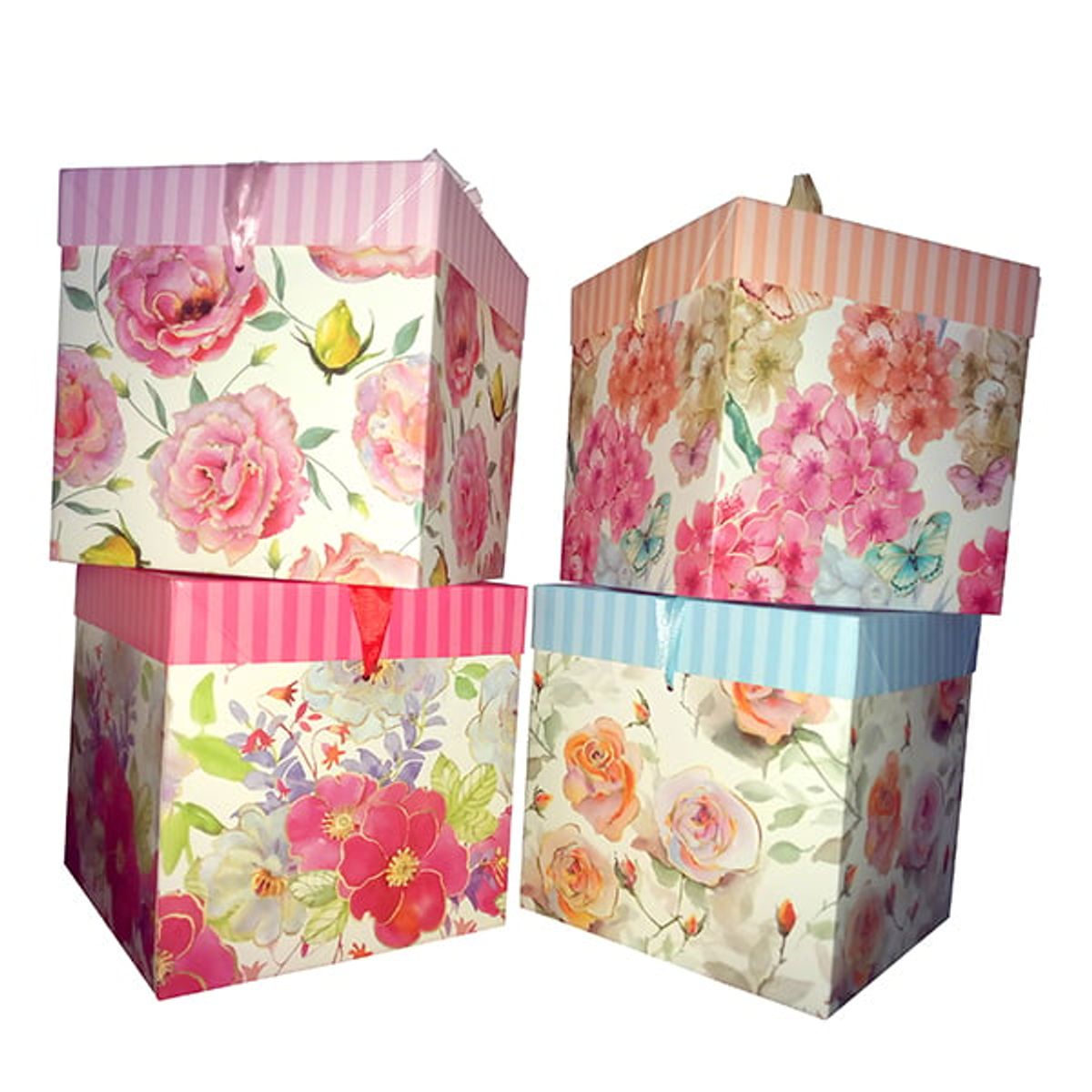GENERICO - CAJA PLEGABLE FLOREADA GIGANTE 30X30 CM X12 UNI