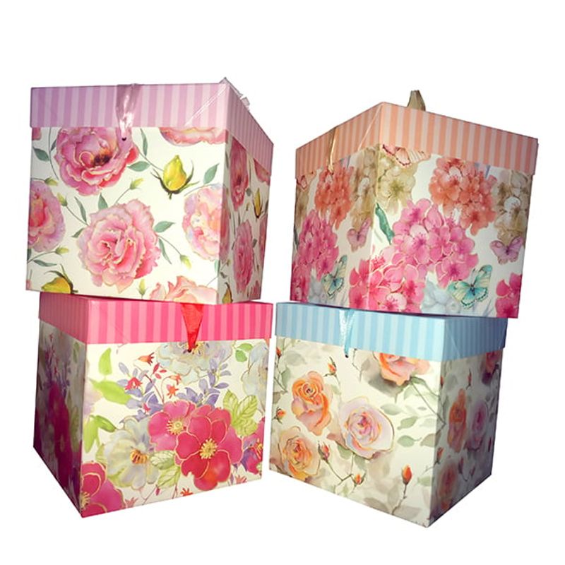GENERICO - CAJA PLEGABLE FLOREADA GIGANTE 30X30 CM X12 UNI