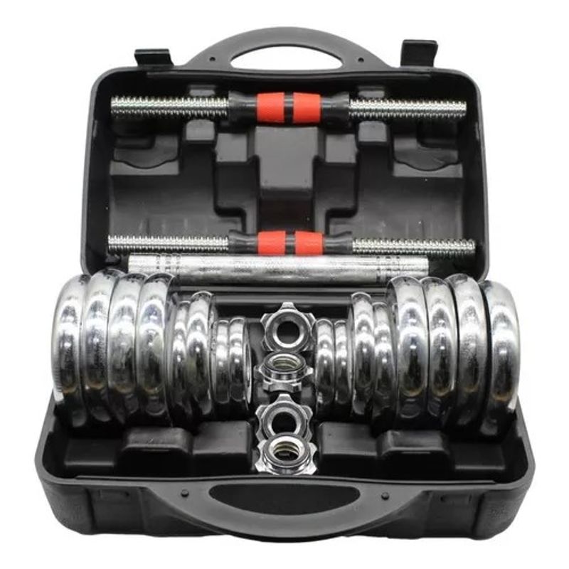 GENERICO - Set de mancuernas cromadas 30 kg
