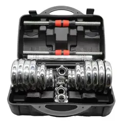 GENERICO - Set de mancuernas cromadas 30 kg