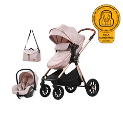 BABYMINE - Coche de Bebé Silla Nido Bolso y Cubre Pies Beige