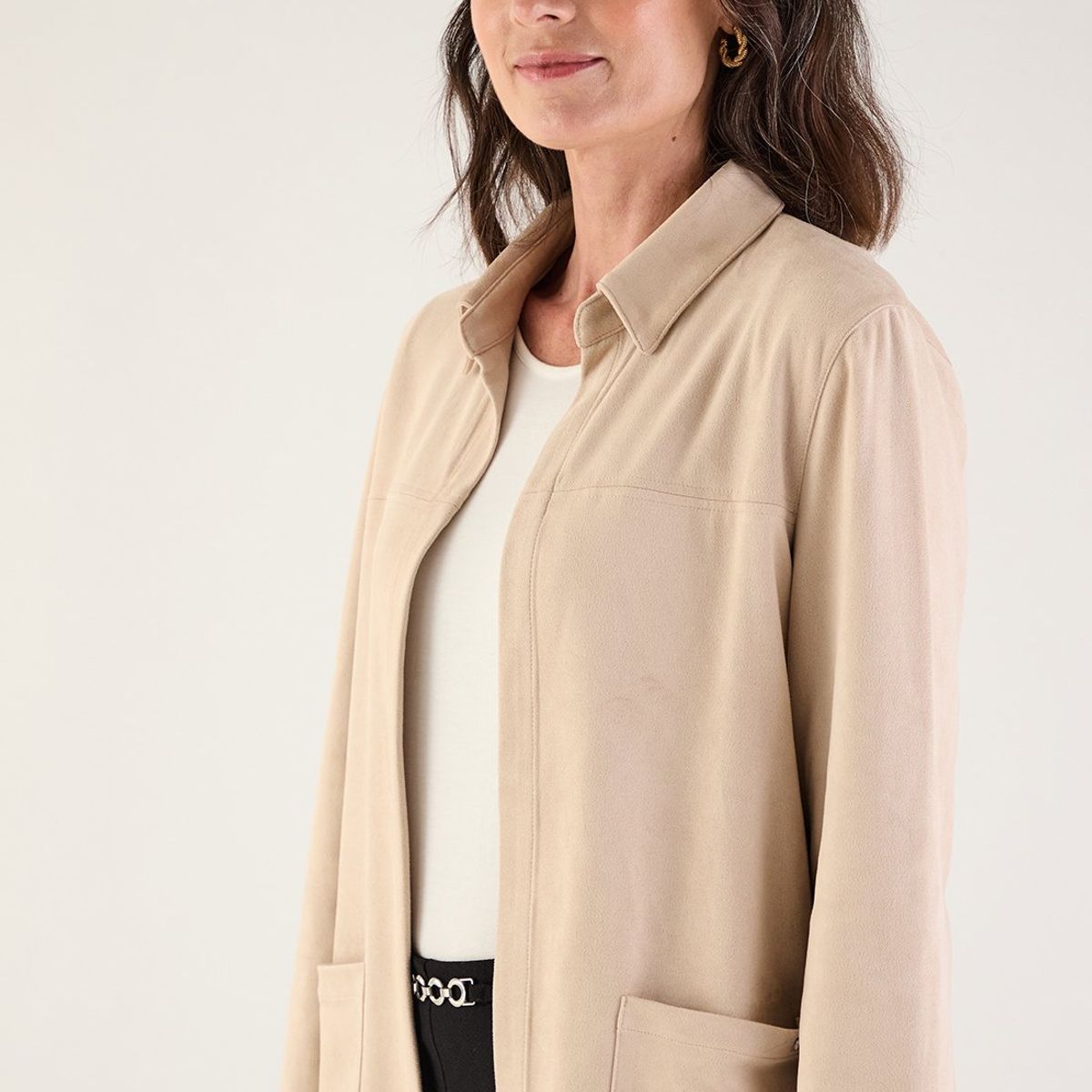 MA GRIFFE - Tapado Abierto Beige Mujer Magriffe