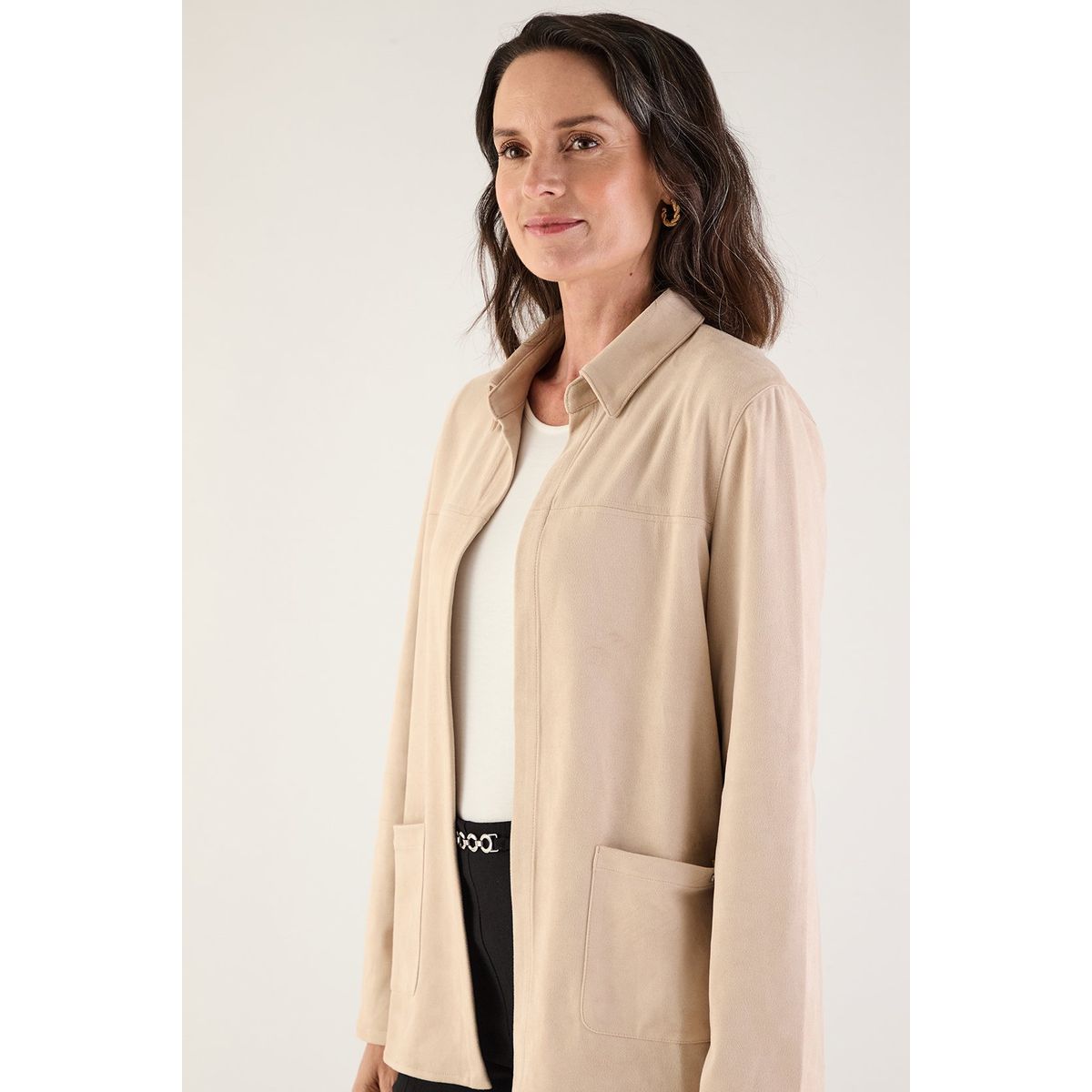 MA GRIFFE - Tapado Abierto Beige Mujer Magriffe