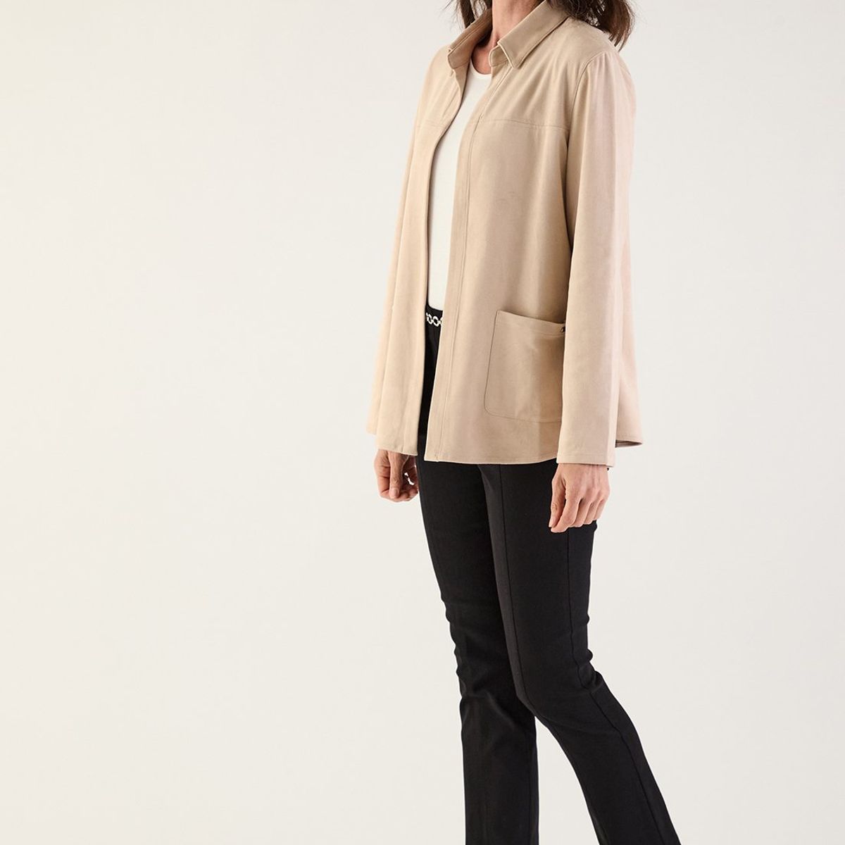 MA GRIFFE - Tapado Abierto Beige Mujer Magriffe