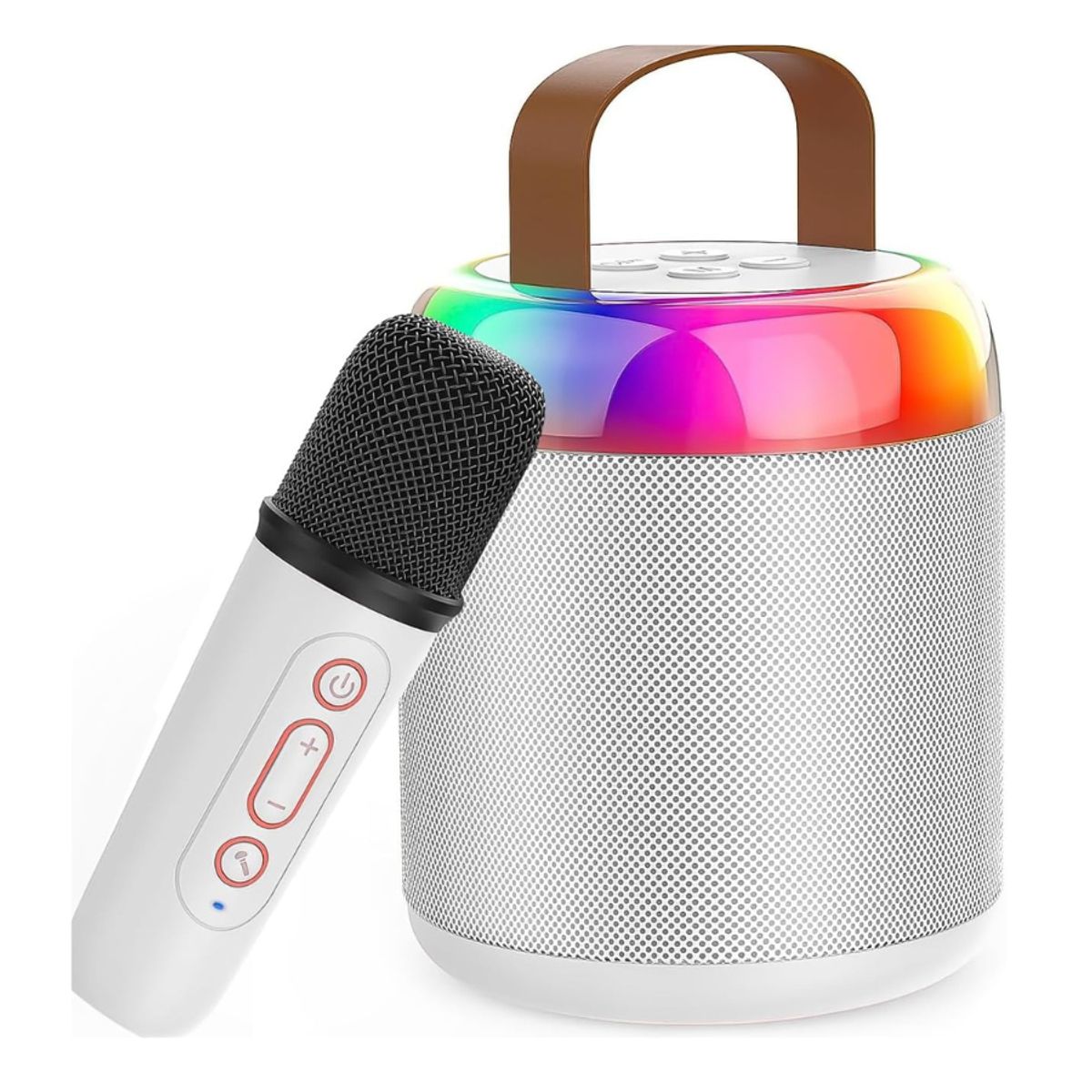 GENERICO - Mini máquina Karaoke altavoz portátil Bluetooth 5.3 1 micrófono blanco