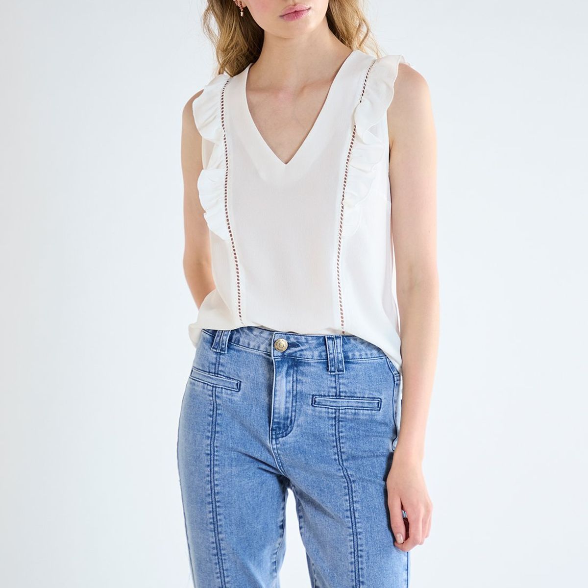 IO - Blusa Sin Mangas Crudo Mujer Io