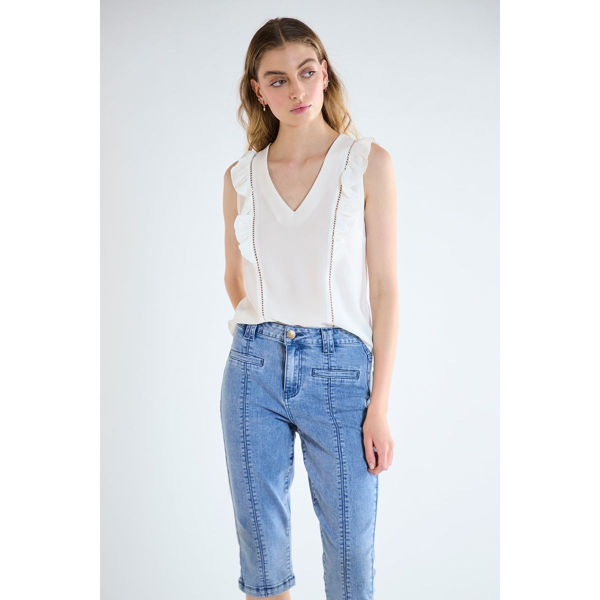 IO - Blusa Sin Mangas Crudo Mujer Io