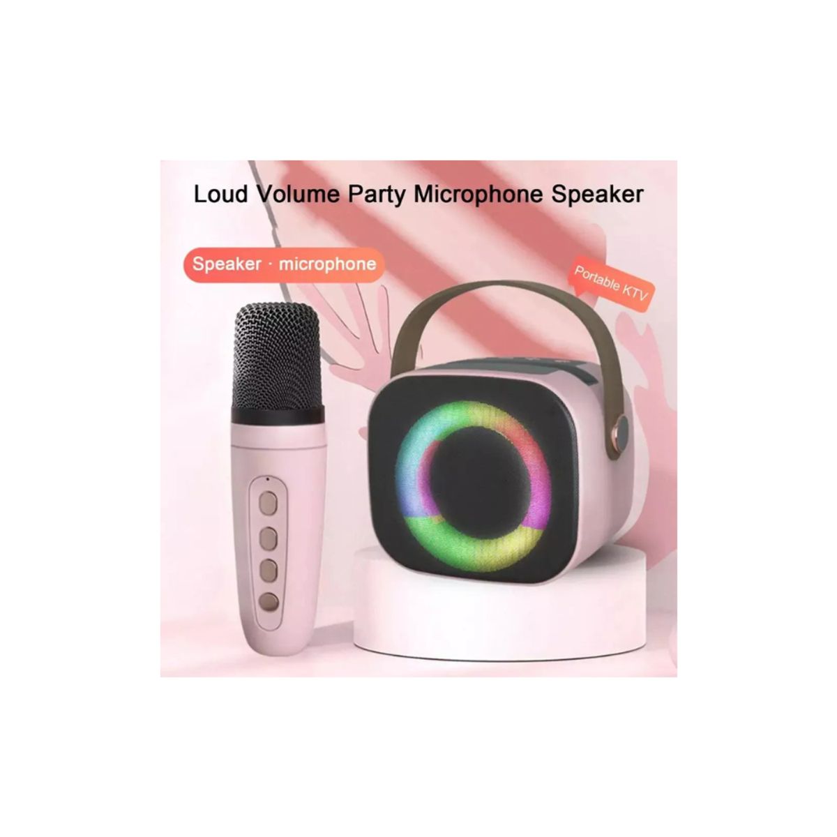 GENERICO - Mini Altavoz Karaoke Bd108 Bluetooth Luces Led Portátil rosa