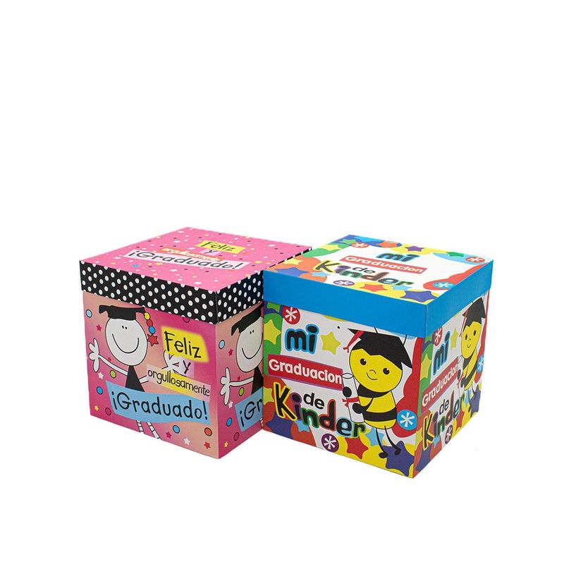 GENERICO - CAJA PLEGABLE GRANDE GRADUACION KINDER 22X22CM X12 UNI