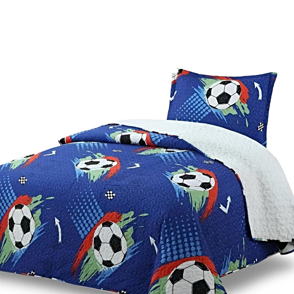 GENERICO - CUBRECAMA QUILT CON SHERPA PLAZA Y MEDIA H1