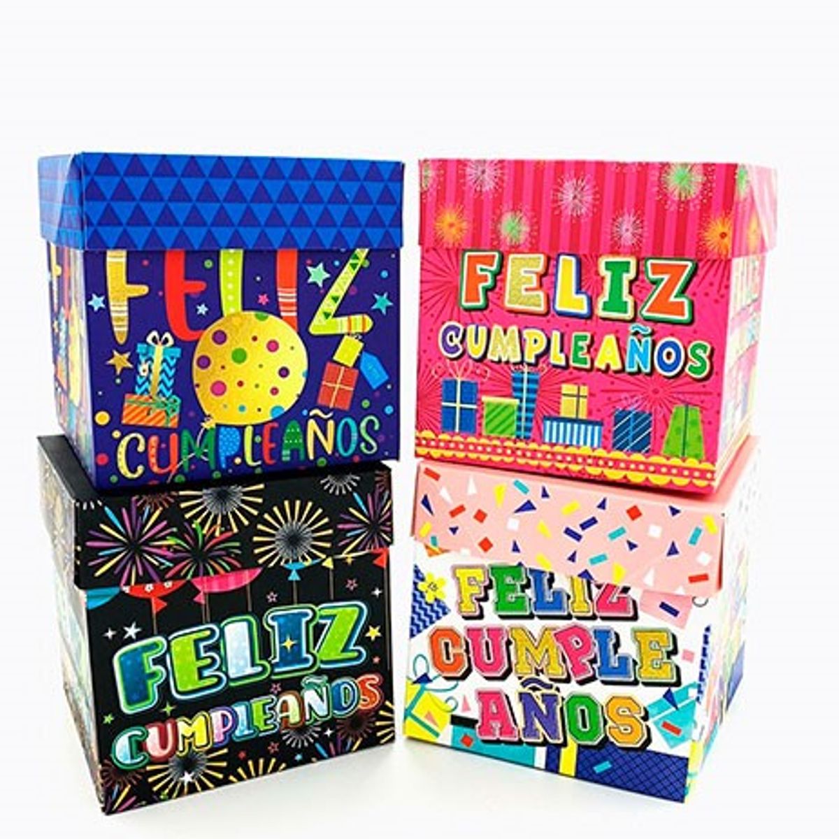 GENERICO - CAJA PLEGABLE MEDIANA CONFETTI FC 15X15CM X12 UNI