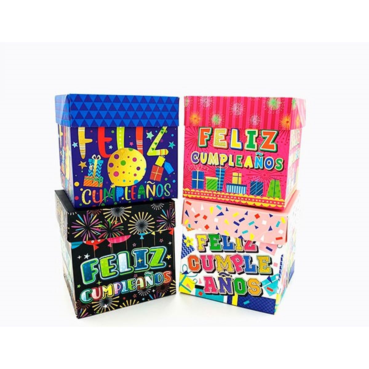 GENERICO - CAJA PLEGABLE MEDIANA CONFETTI FC 15X15CM X12 UNI