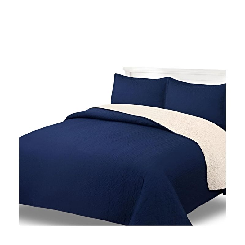 GENERICO - CUBRECAMA QUILT CON SHERPA PLAZA Y MEDIA H18