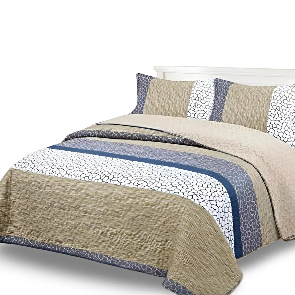 GENERICO - CUBRECAMA QUILT CON SHERPA PLAZA Y MEDIA H19
