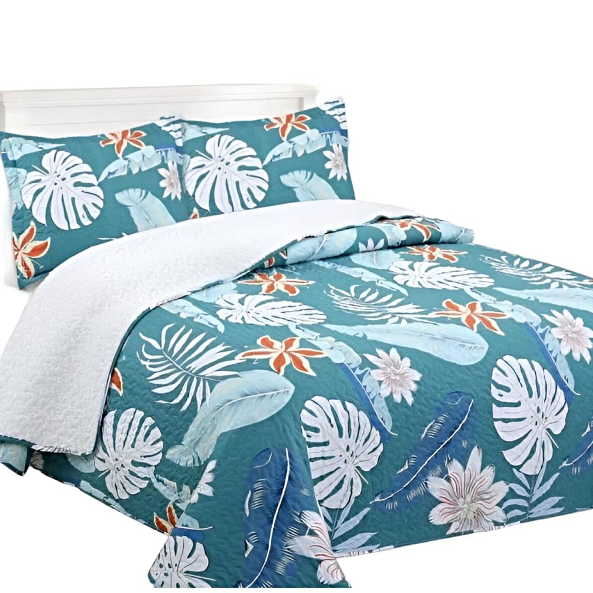 GENERICO - CUBRECAMA QUILT CON SHERPA PLAZA Y MEDIA H29