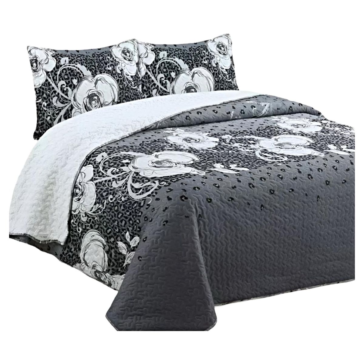 GENERICO - CUBRECAMA QUILT CON SHERPA 2 PLAZAS Y35
