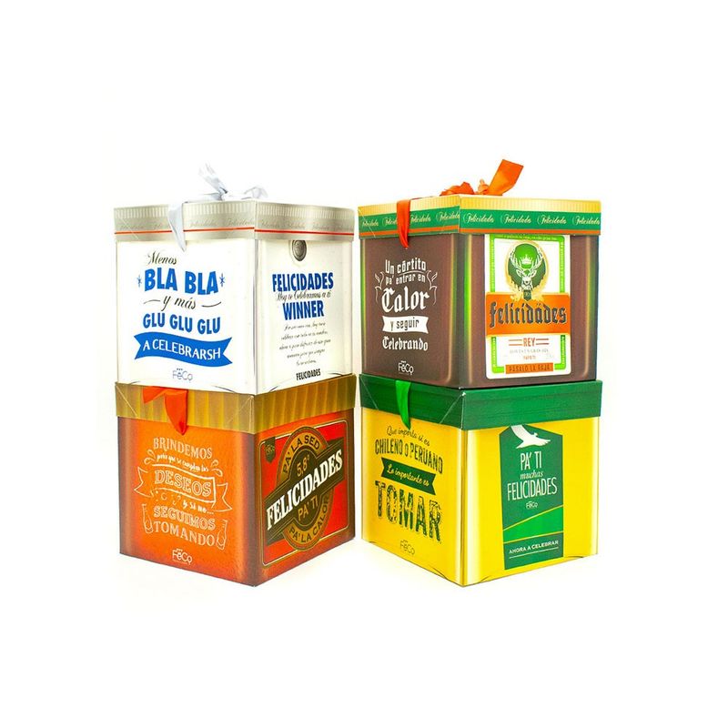 GENERICO - CAJA PLEGABLE MEDIANA FELICIDADES COPETE 15X15 X12 UNI