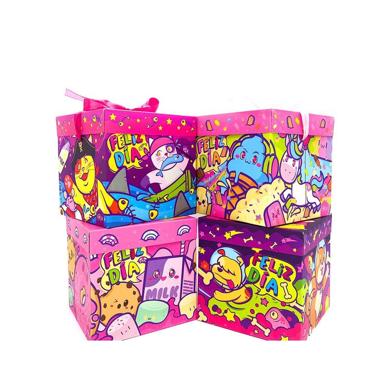 GENERICO - CAJA PLEGABLE MEDIANA FELIZ DIA KAWAII 15X15 X12 UNI