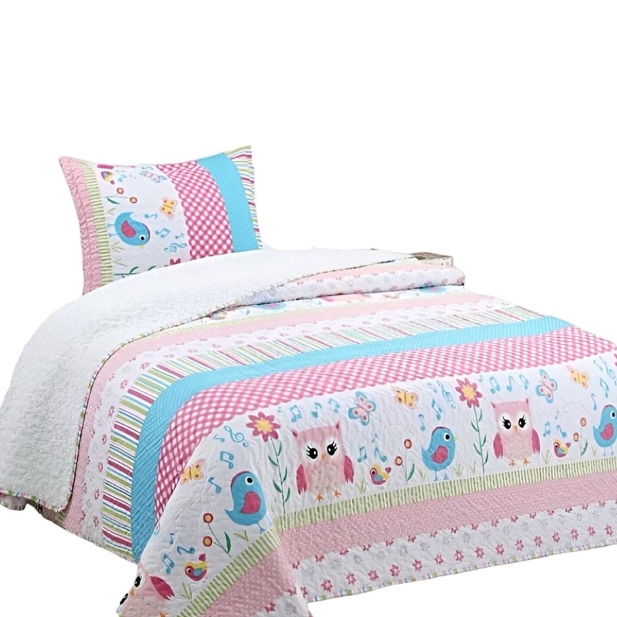 GENERICO - CUBRECAMA QUILT CON SHERPA PLAZA Y MEDIA H7