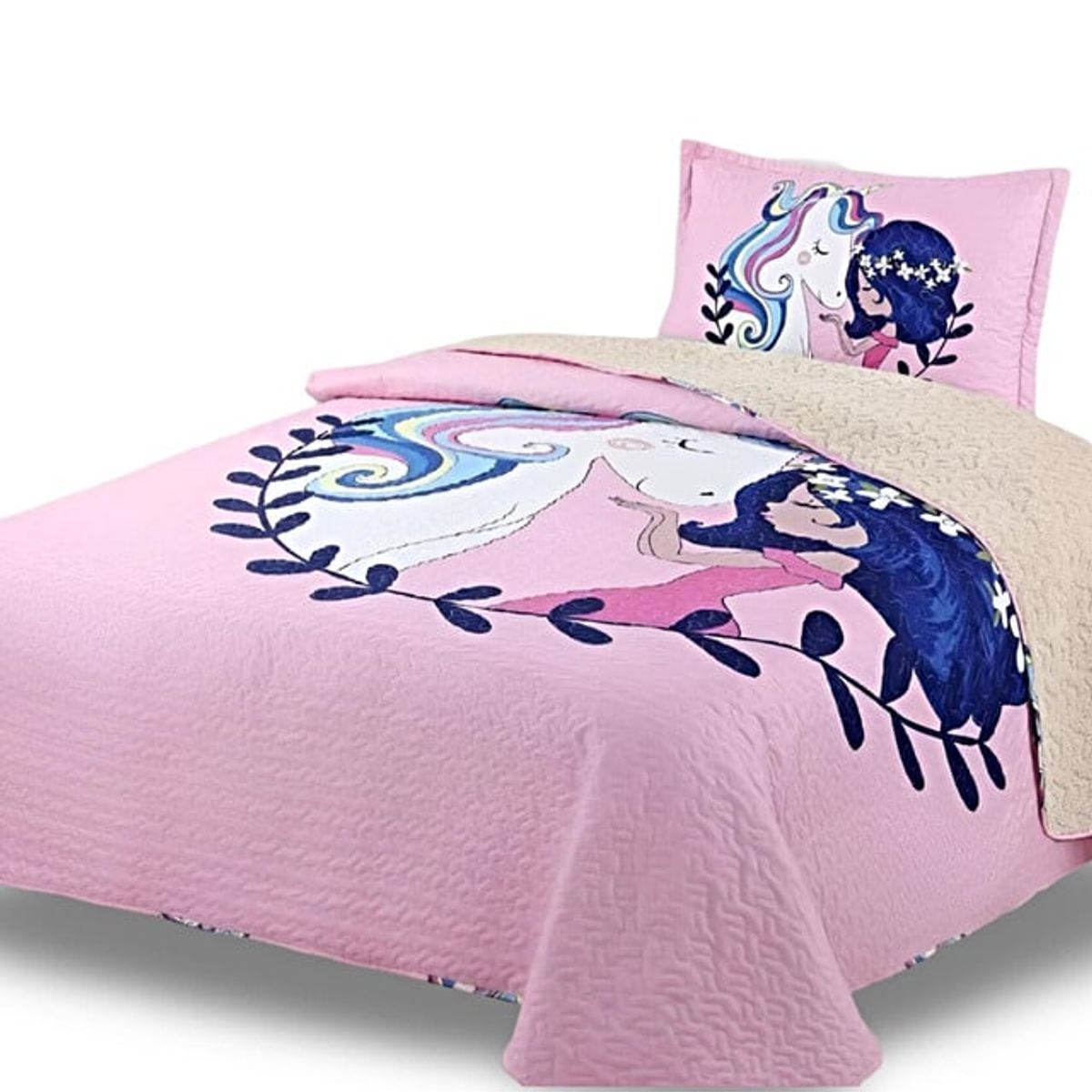 GENERICO - CUBRECAMA QUILT CON SHERPA PLAZA Y MEDIA H9